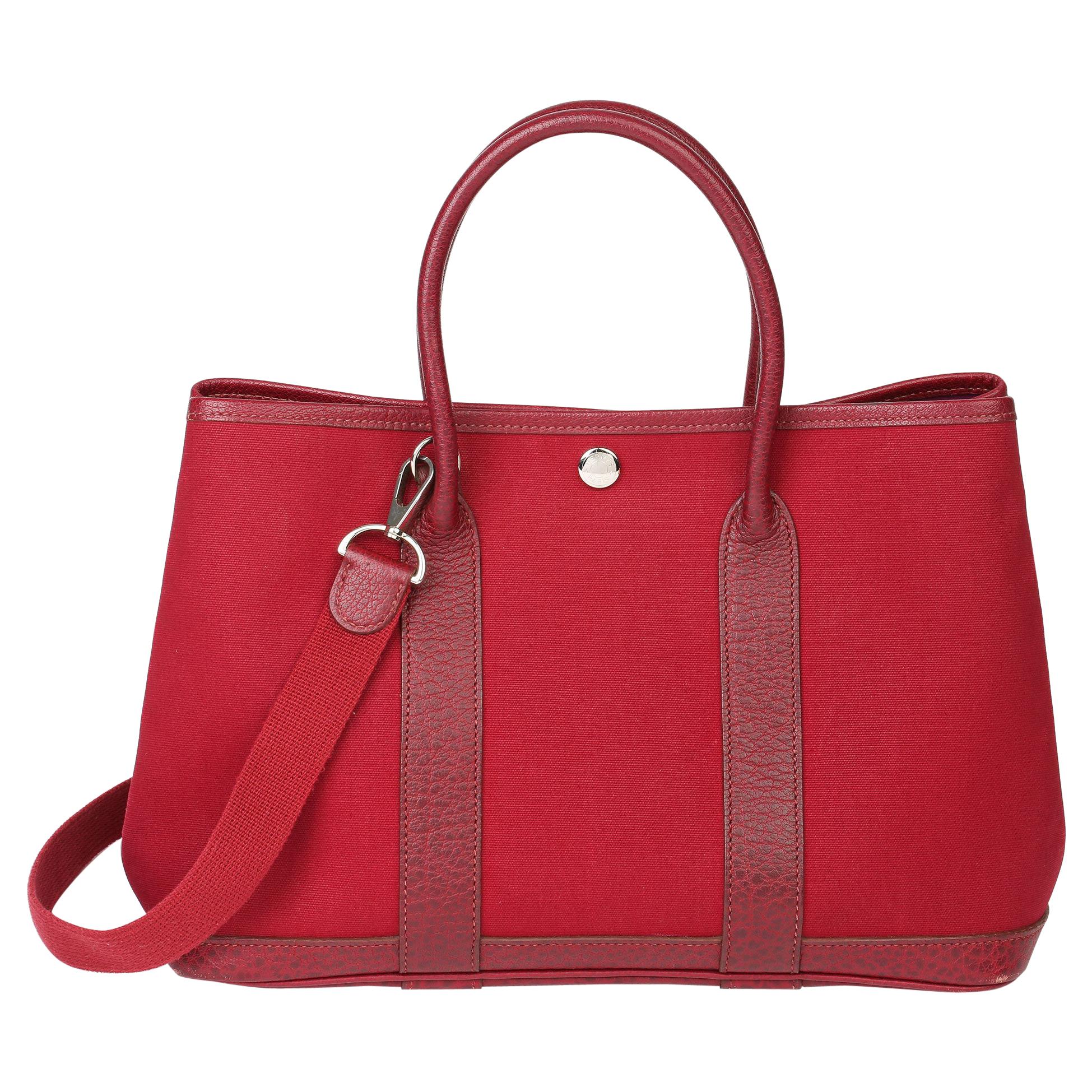 Hermes Red Leather Hand Painted Garden Party 30 – Ladybag International