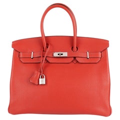 2005 Hermès Rouge Vif Togo Birkin 35 PHW