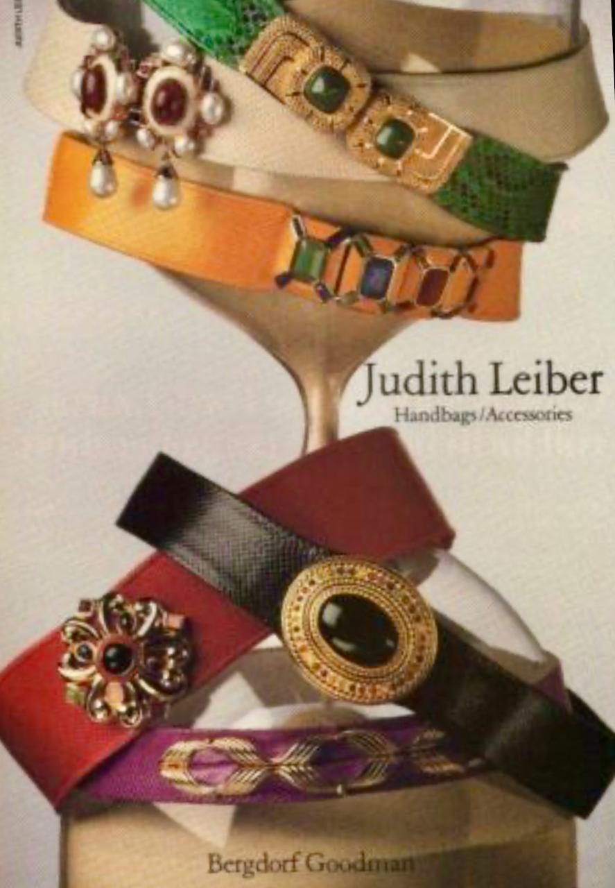 2005 JUDITH LEIBER Crystal Embellished Gold Tone Double Stretch Metal Belt For Sale 4