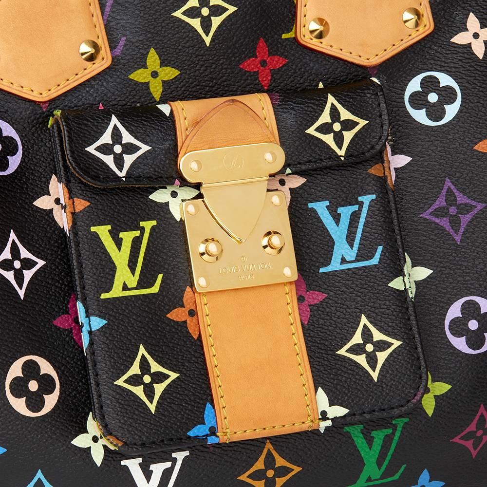 Women's 2005 Louis Vuitton Black Multicolour Monogram Coated Canvas Speedy 30