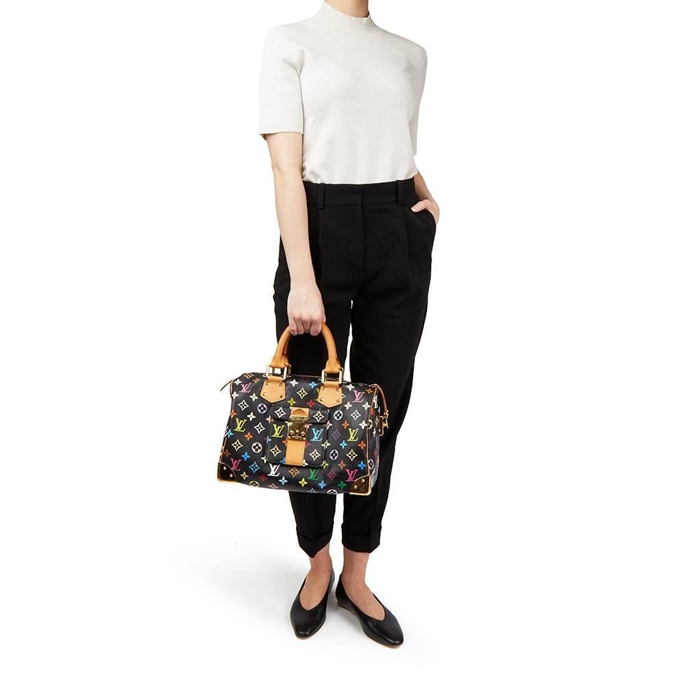 2005 Louis Vuitton Black Multicolour Monogram Coated Canvas Speedy 30 3