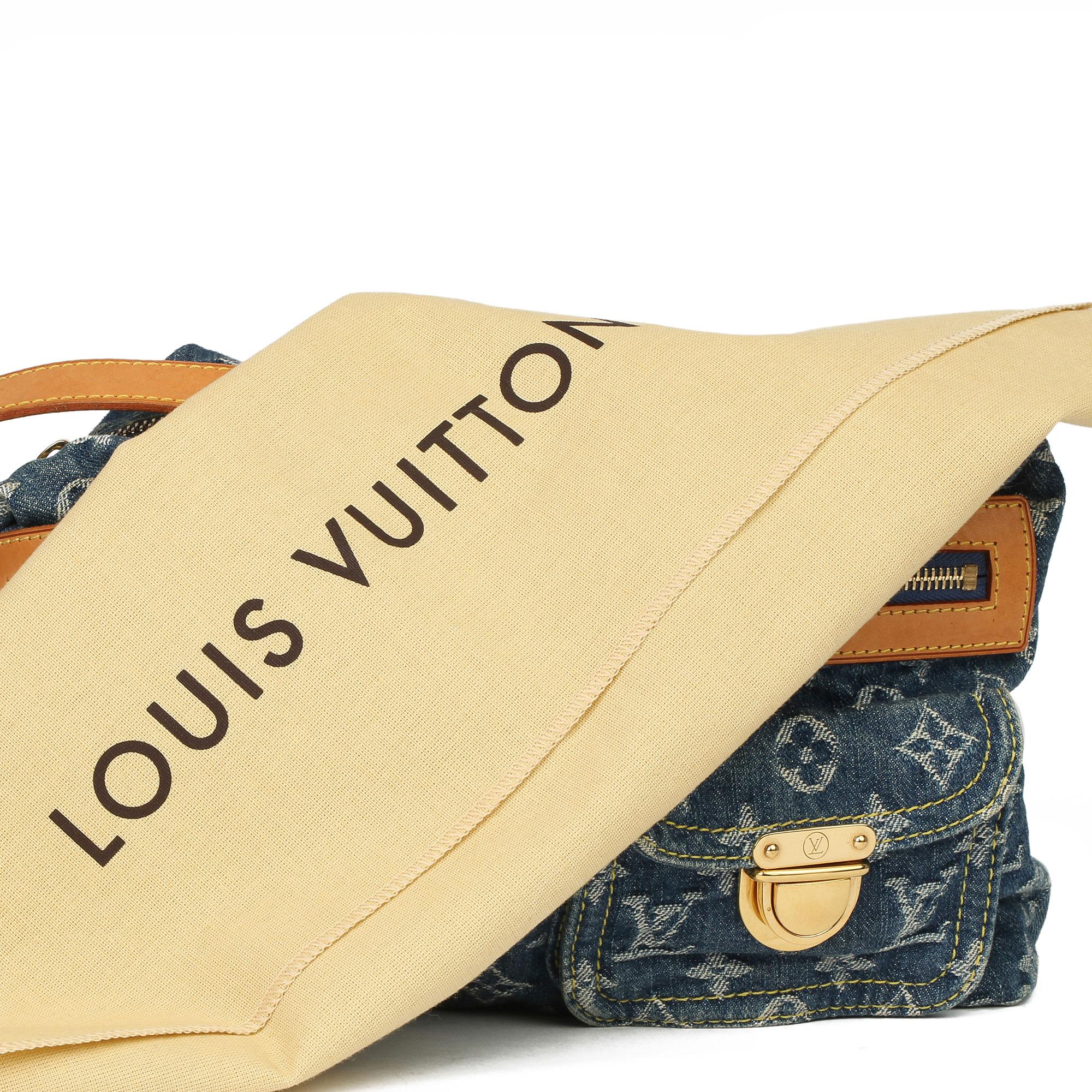 2005 Louis Vuitton Blue Monogram Denim & Vachetta Leather Baggy PM 5