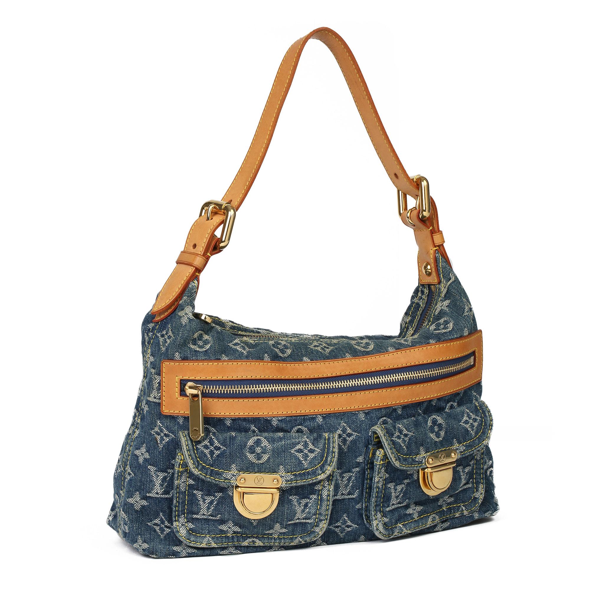 LOUIS VUITTON
Blue Monogram Denim & Vachetta Leather Baggy PM

Xupes Reference: CB319
Serial Number: FL1005
Age (Circa): 2005
Accompanied By: Louis Vuitton Dust Bag
Authenticity Details: Date Stamp (Made in France) 
Gender: Ladies
Type: