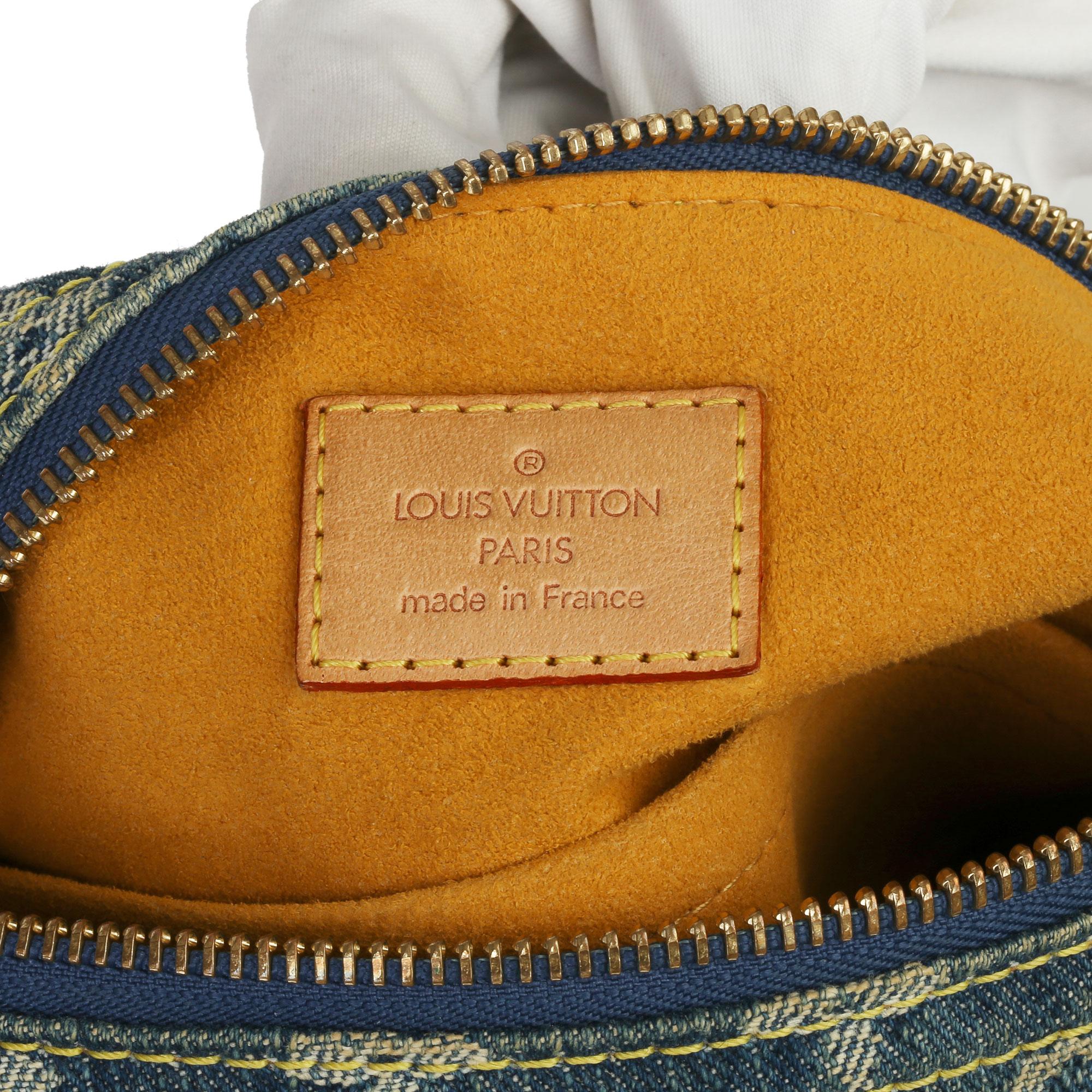 2005 Louis Vuitton Blue Monogram Denim & Vachetta Leather Baggy PM 1