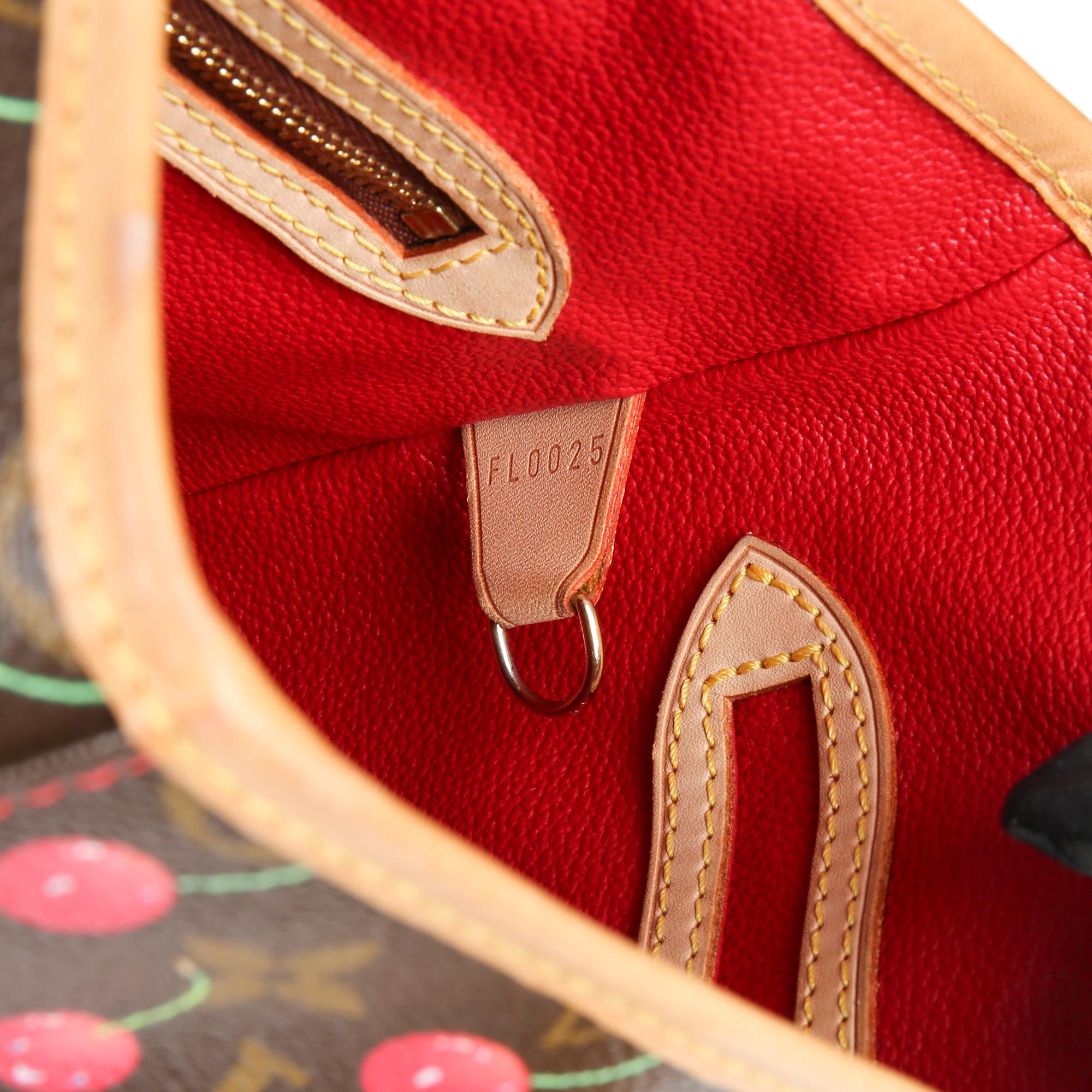 2005 Louis Vuitton Cherries Monogram Coated Canvas Leather Murakami Bucket Bag 2