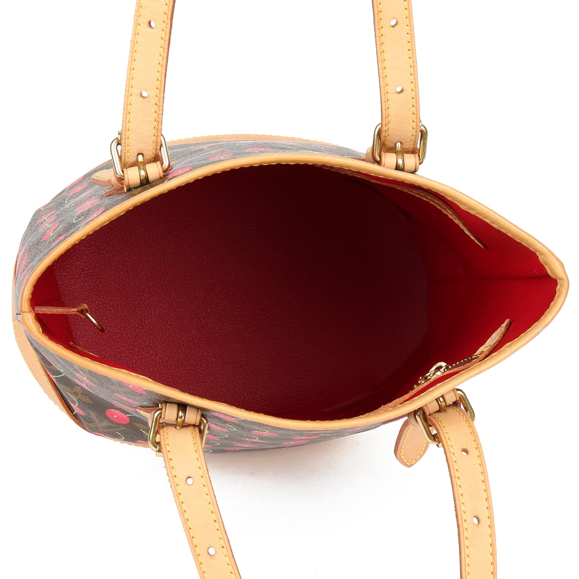 2005 Louis Vuitton Cherries Monogram Coated Canvas Leather Murakami Bucket Bag 3