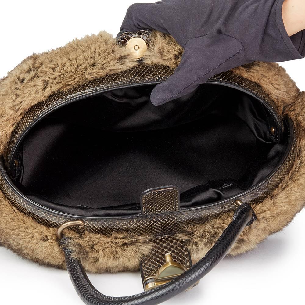 Women's 2005 Louis Vuitton Denim Chinchilla Fur Lizard And Python Trim Demi Lune MM