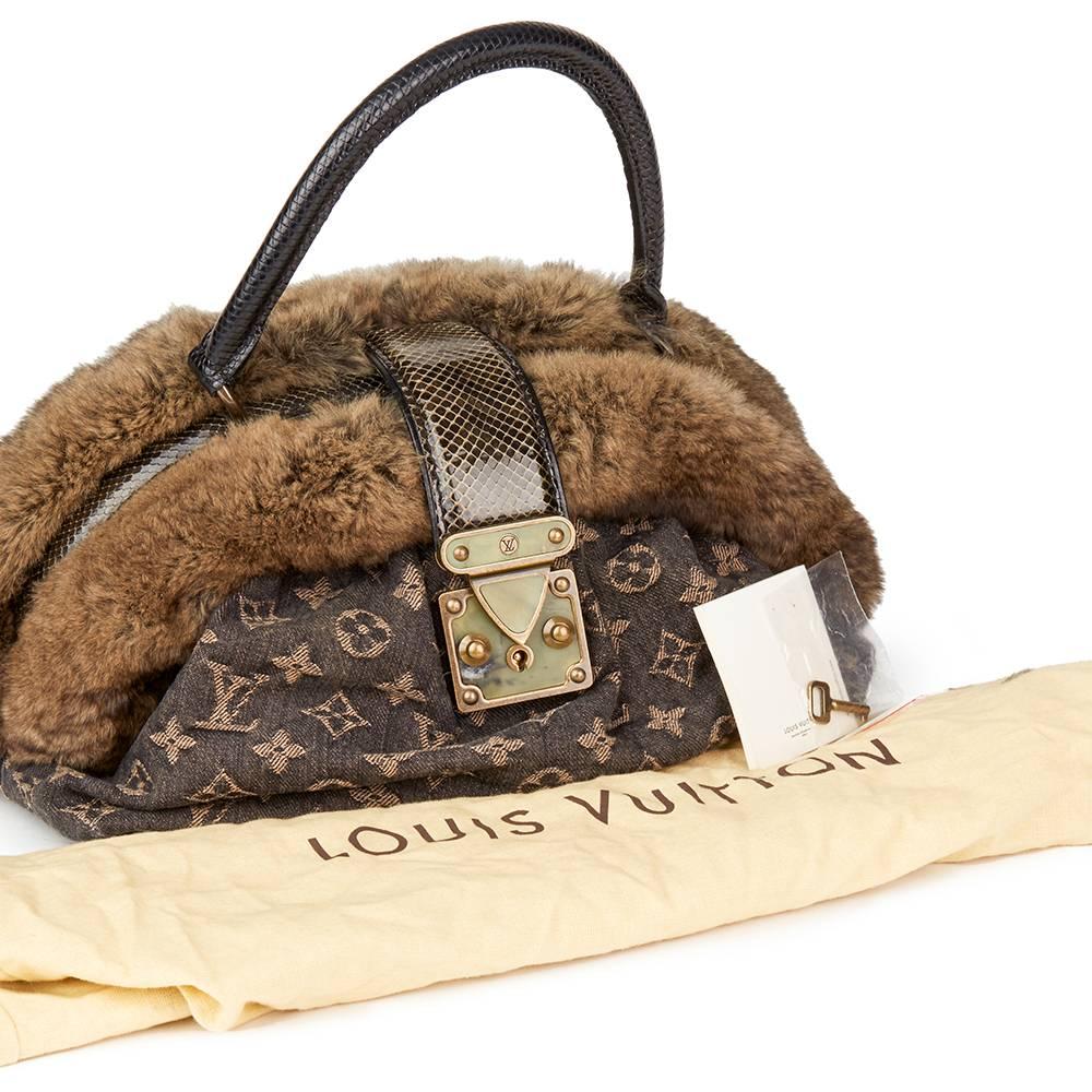 2005 Louis Vuitton Denim Chinchilla Fur Lizard And Python Trim Demi Lune MM 4