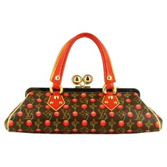 A LIMITED EDITION CHERRY MONOGRAM CANVAS & RED LIZARD SAC FERMOIR WITH  BRASS HARDWARE BY TAKASHI MURAKAMI, LOUIS VUITTON, 2005