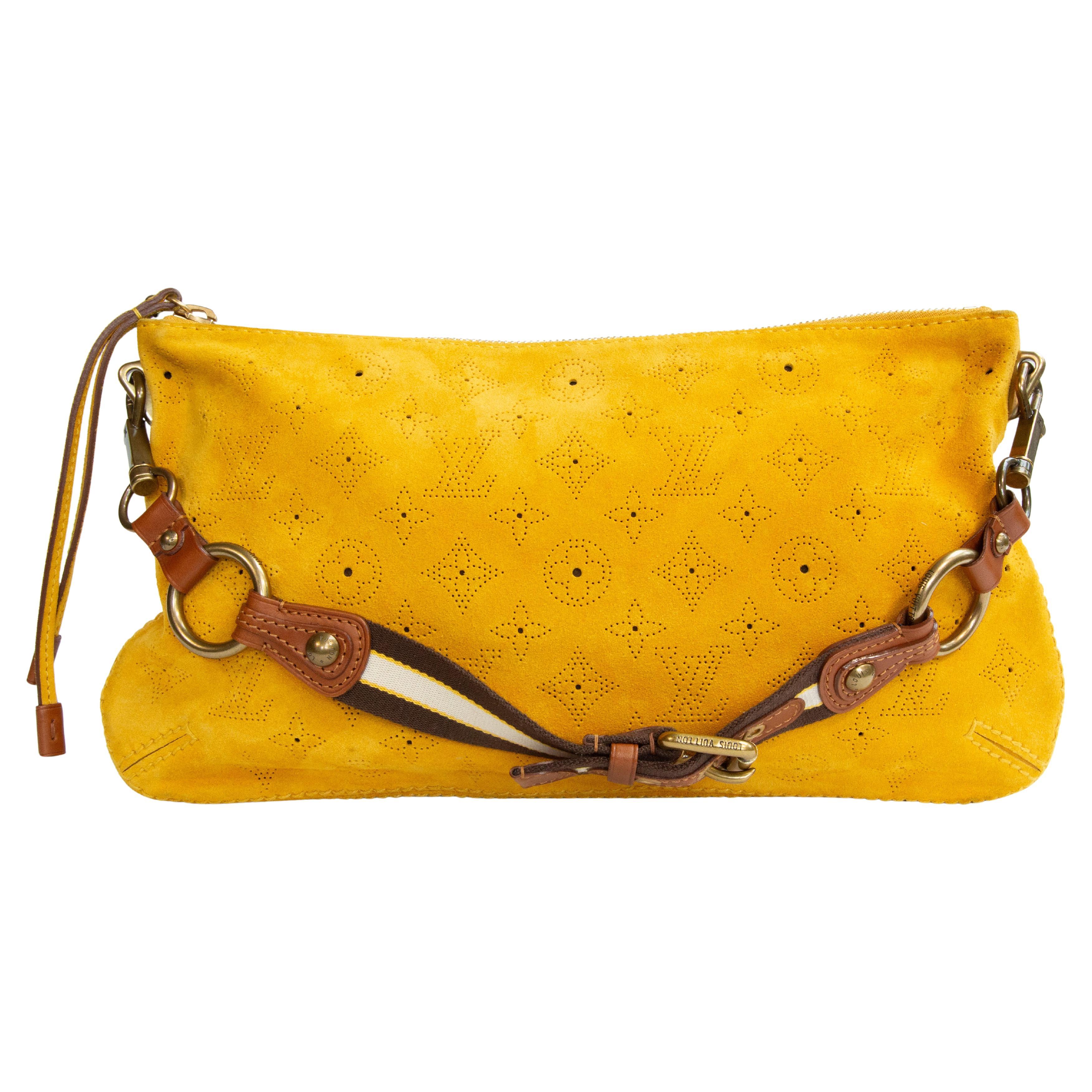 2005 Louis Vuitton Mahina Onatah PM Shoulder Bag/Clutch in Yellow Suede For Sale