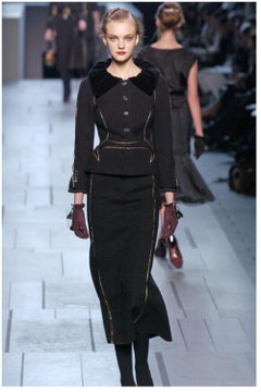 Louis Vuitton 2005 Fall/Winter Wool Skirt Suit Set Size 34