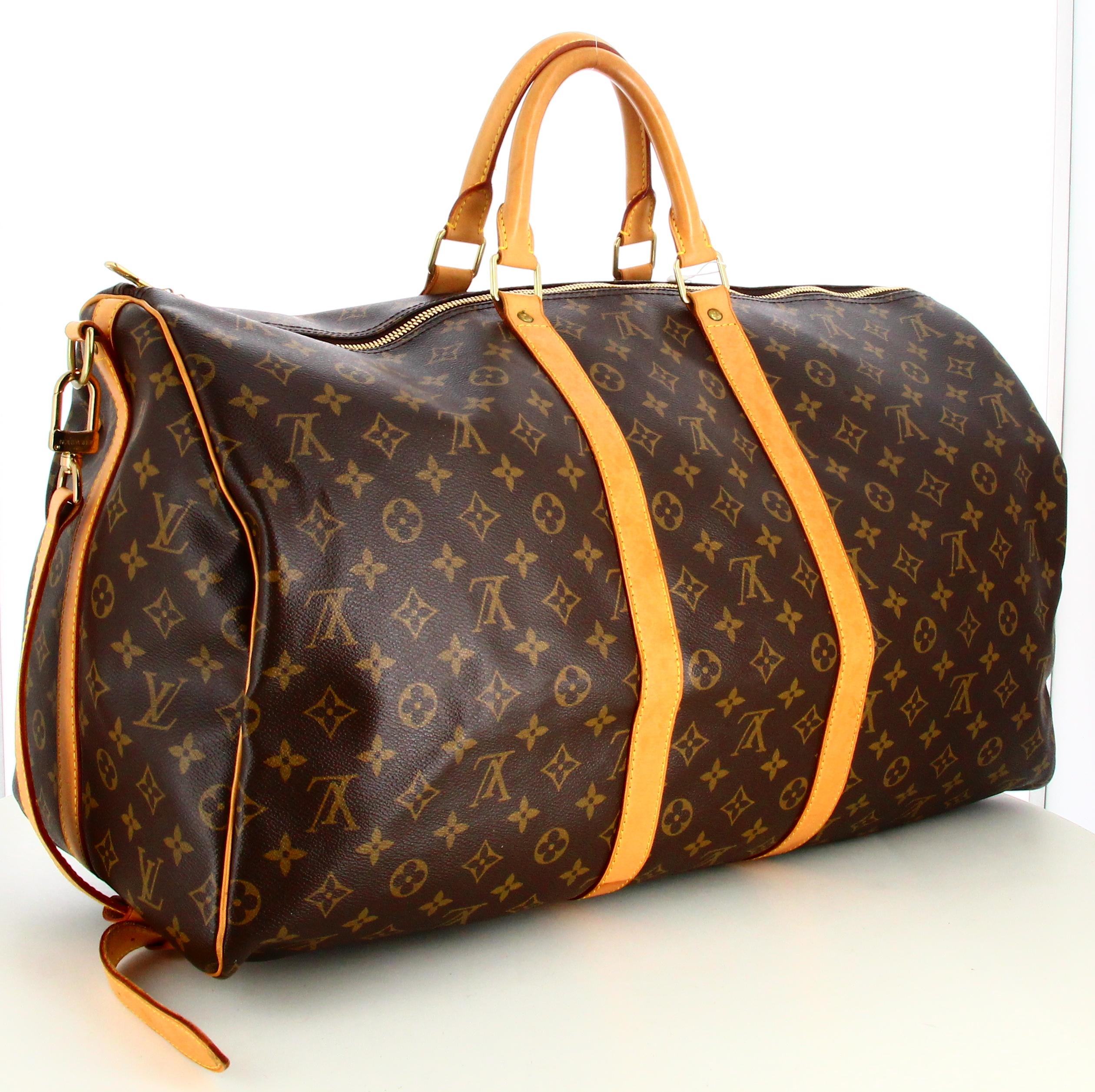 2005 Louis Vuitton Monogram Travel Bag Keepall Bandouliere 55 In Good Condition In PARIS, FR