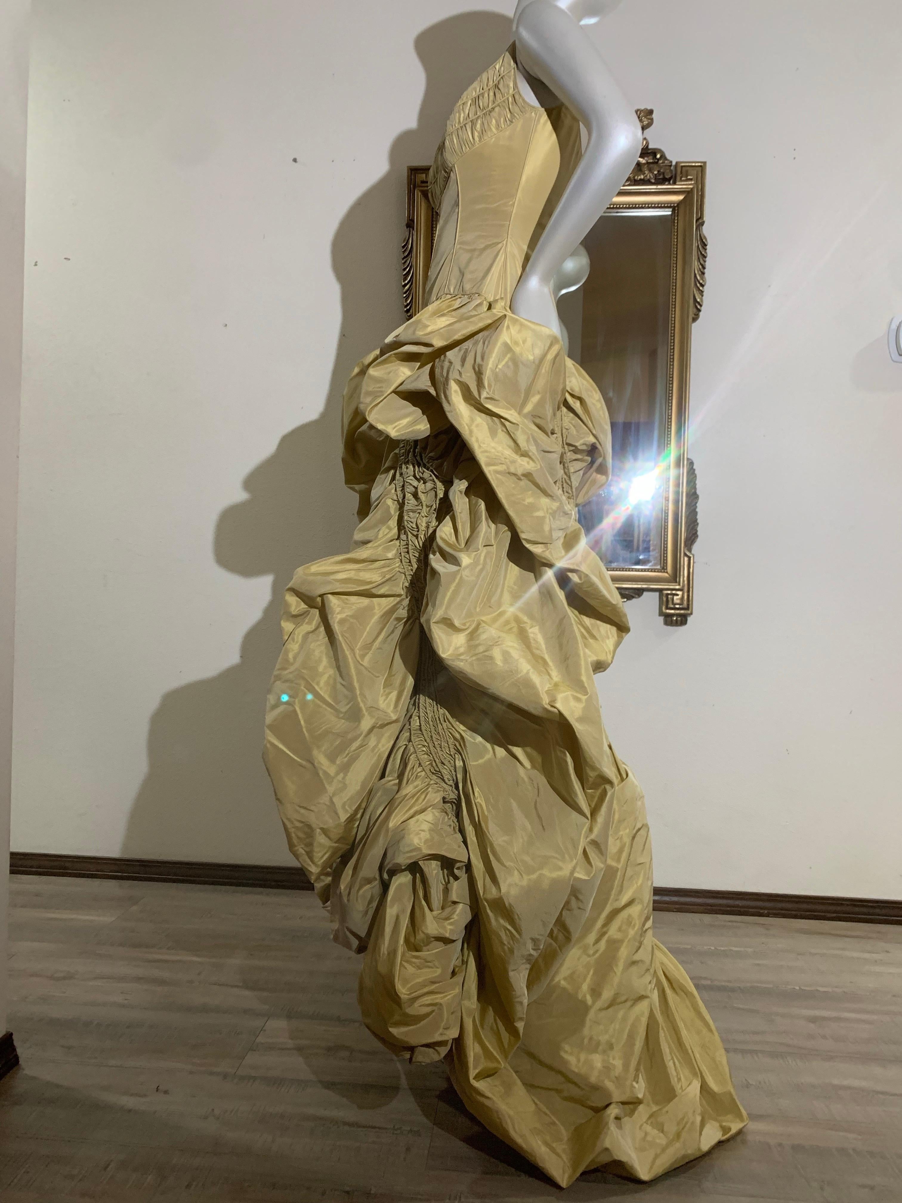 2005 Michael Casey Gold Taffeta Gown Worn By Patty Labelle for Album Cover For Sale 5
