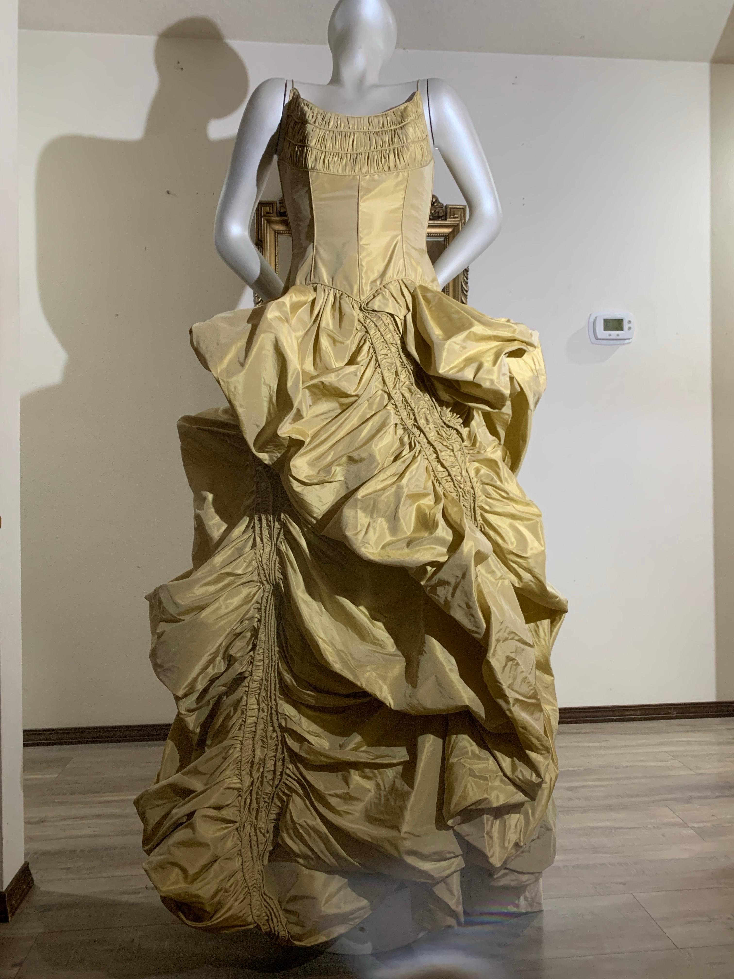 2005 Michael Casey Gold Taffeta Gown Worn By Patty Labelle for Album Cover For Sale 7