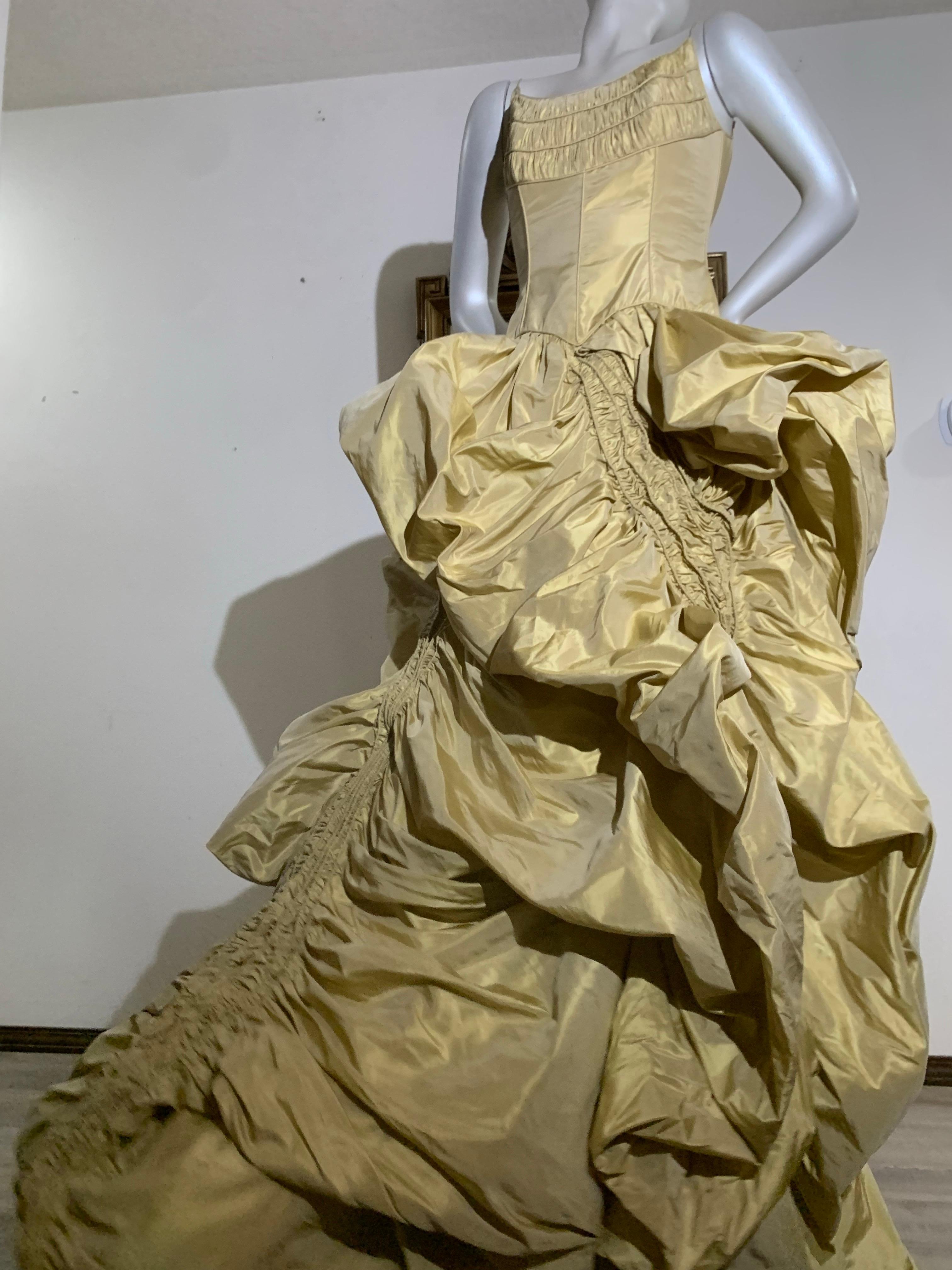 2005 Michael Casey Gold Taffeta Gown Worn By Patty Labelle for Album Cover For Sale 8