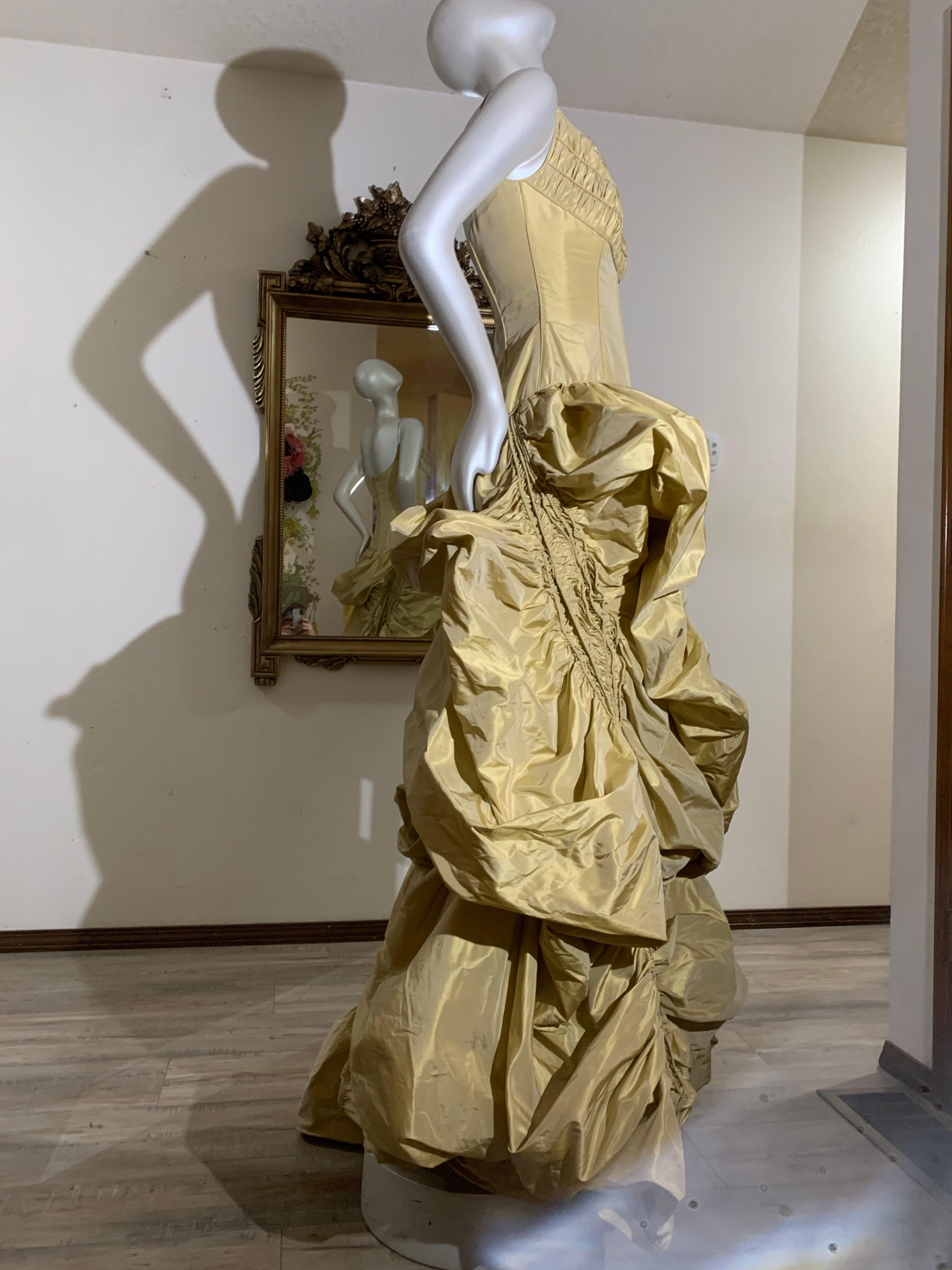 2005 Michael Casey Gold Taffeta Gown Worn By Patty Labelle for Album Cover For Sale 9