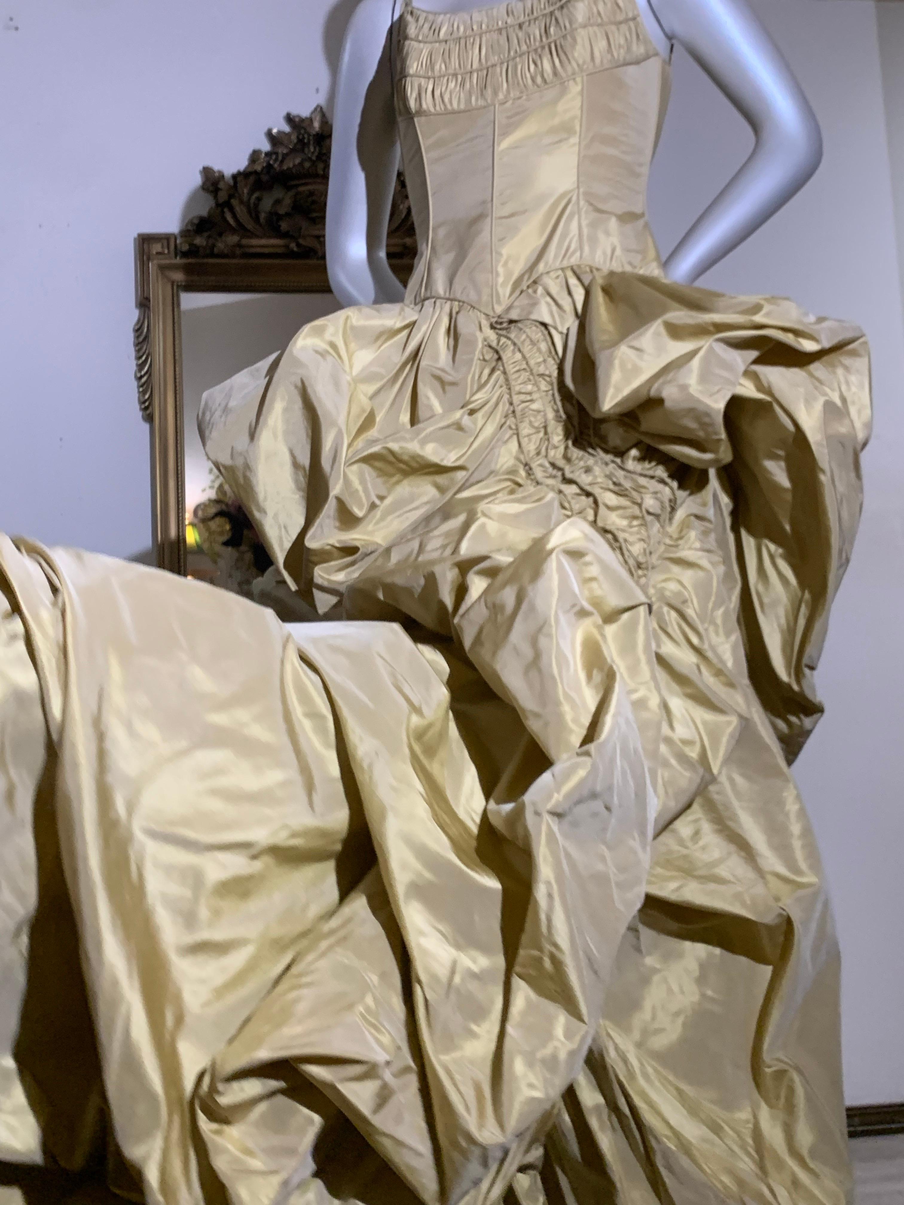2005 Michael Casey Gold Taffeta Gown Worn By Patty Labelle for Album Cover For Sale 11