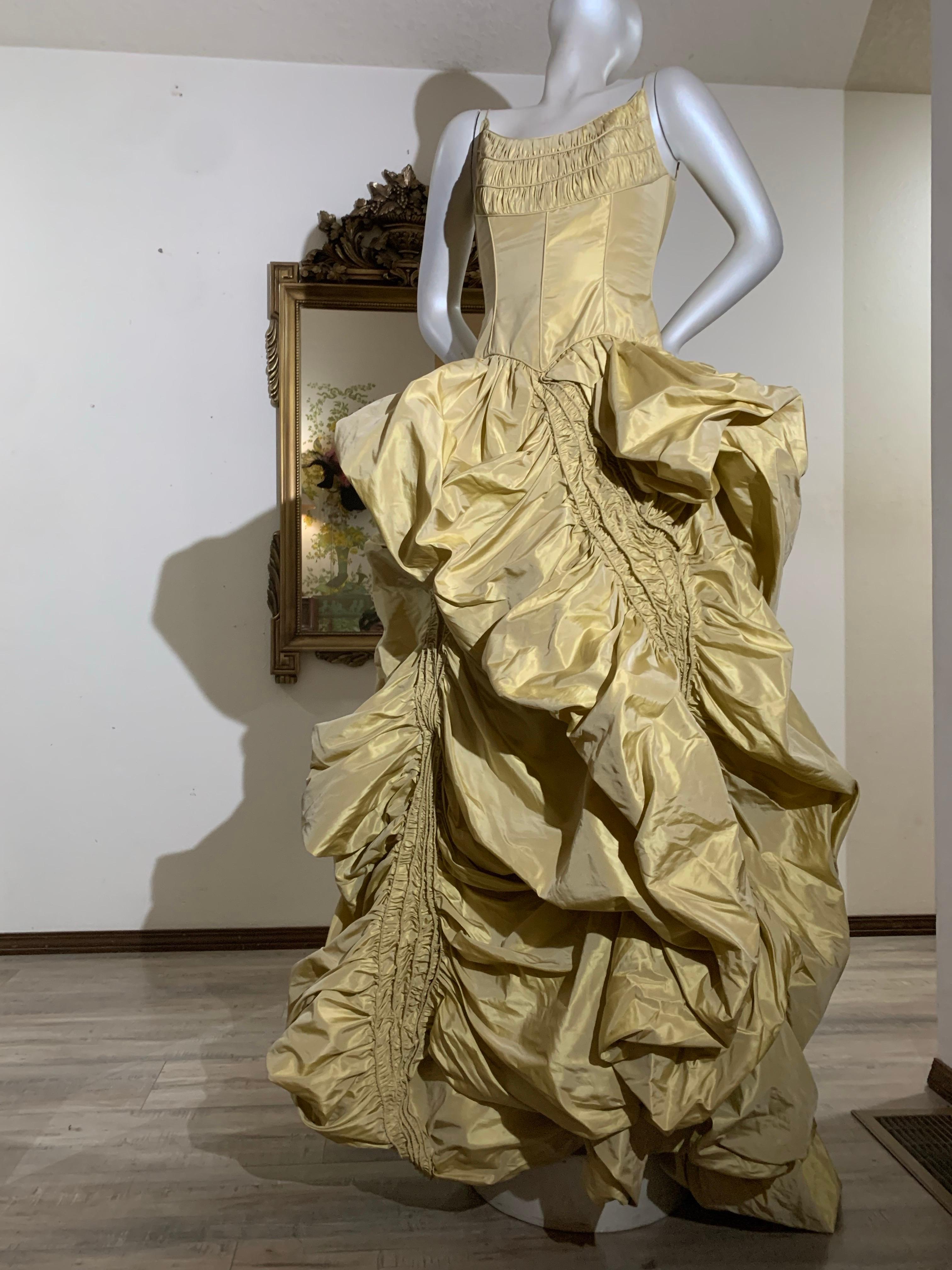 2005 Michael Casey Gold Taffeta Gown Worn By Patty Labelle for Album Cover For Sale 13