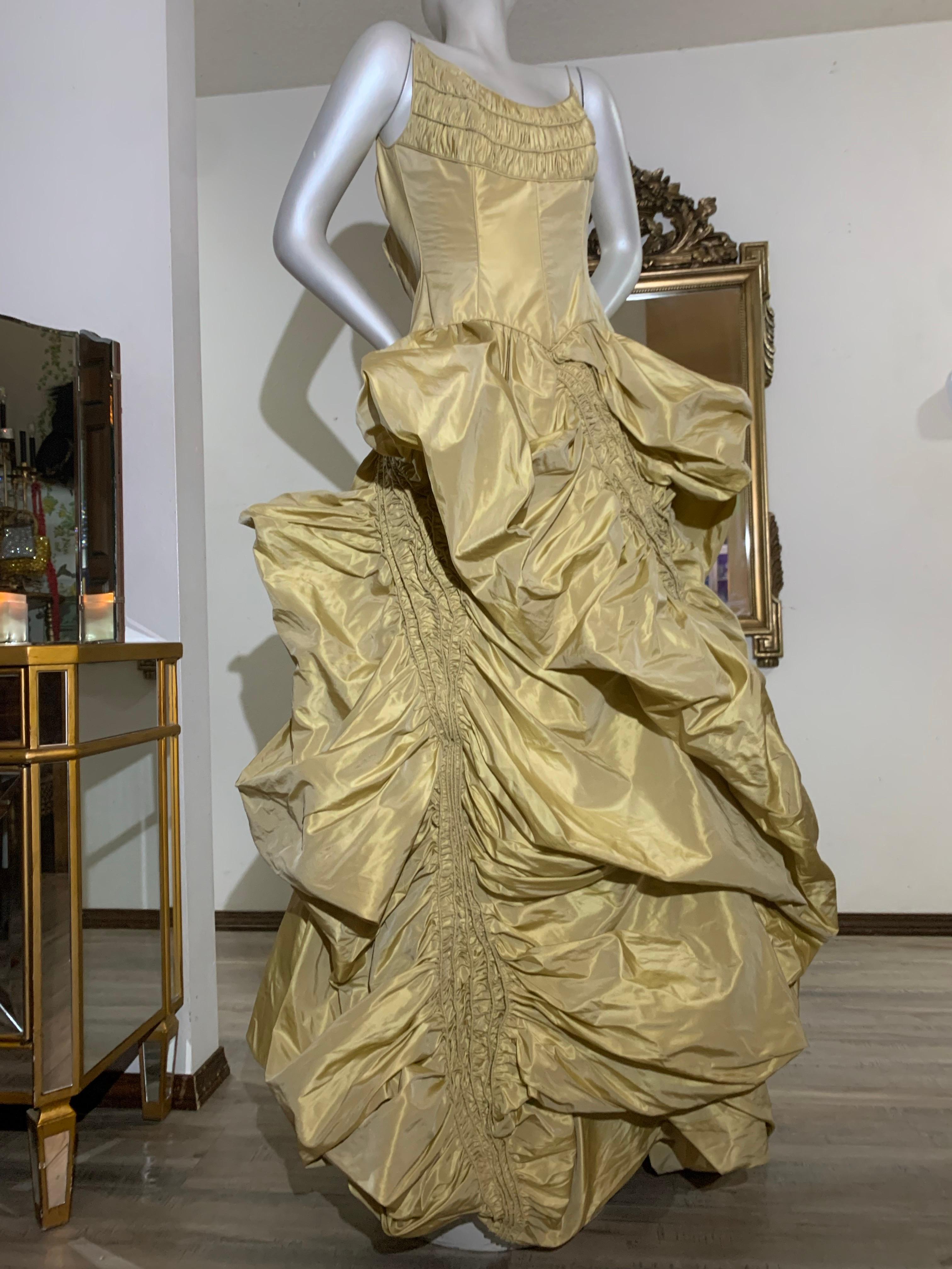 2005 Michael Casey Couture Gold Silk Taffeta Gown Worn By Patty Labelle For Album 