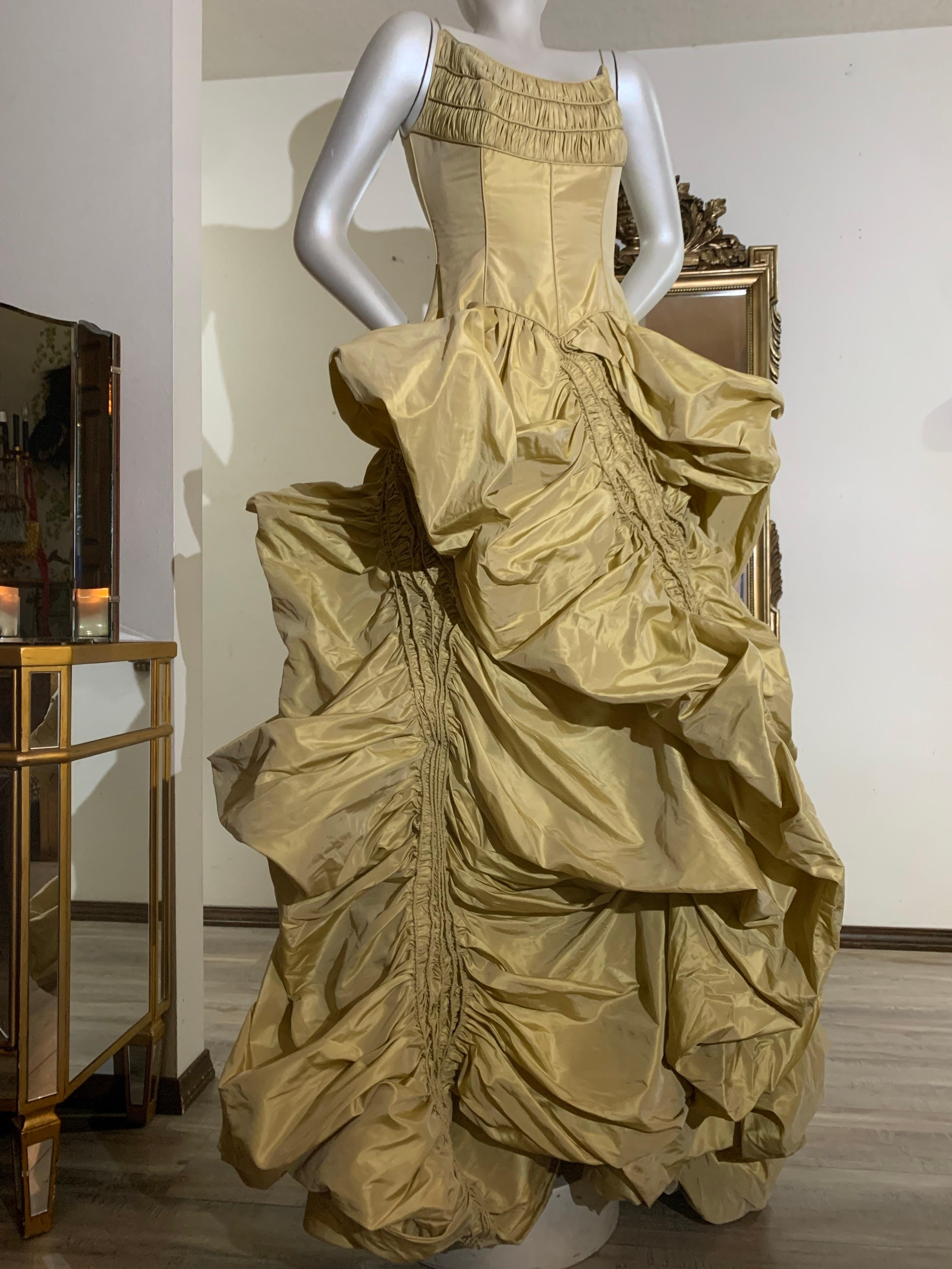 Brown 2005 Michael Casey Gold Taffeta Gown Worn By Patty Labelle for Album Cover For Sale
