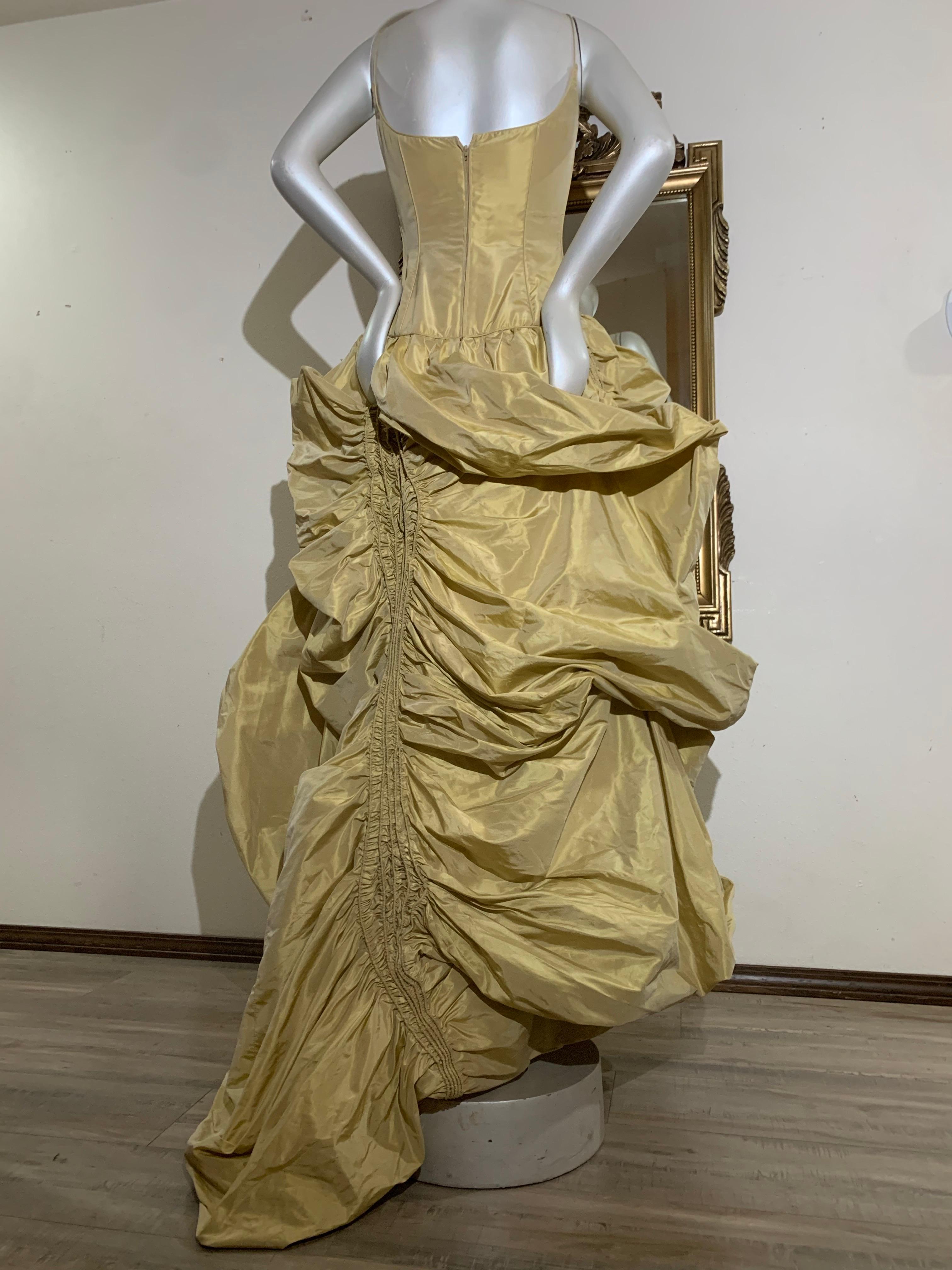2005 Michael Casey Gold Taffeta Gown Worn By Patty Labelle for Album Cover For Sale 3