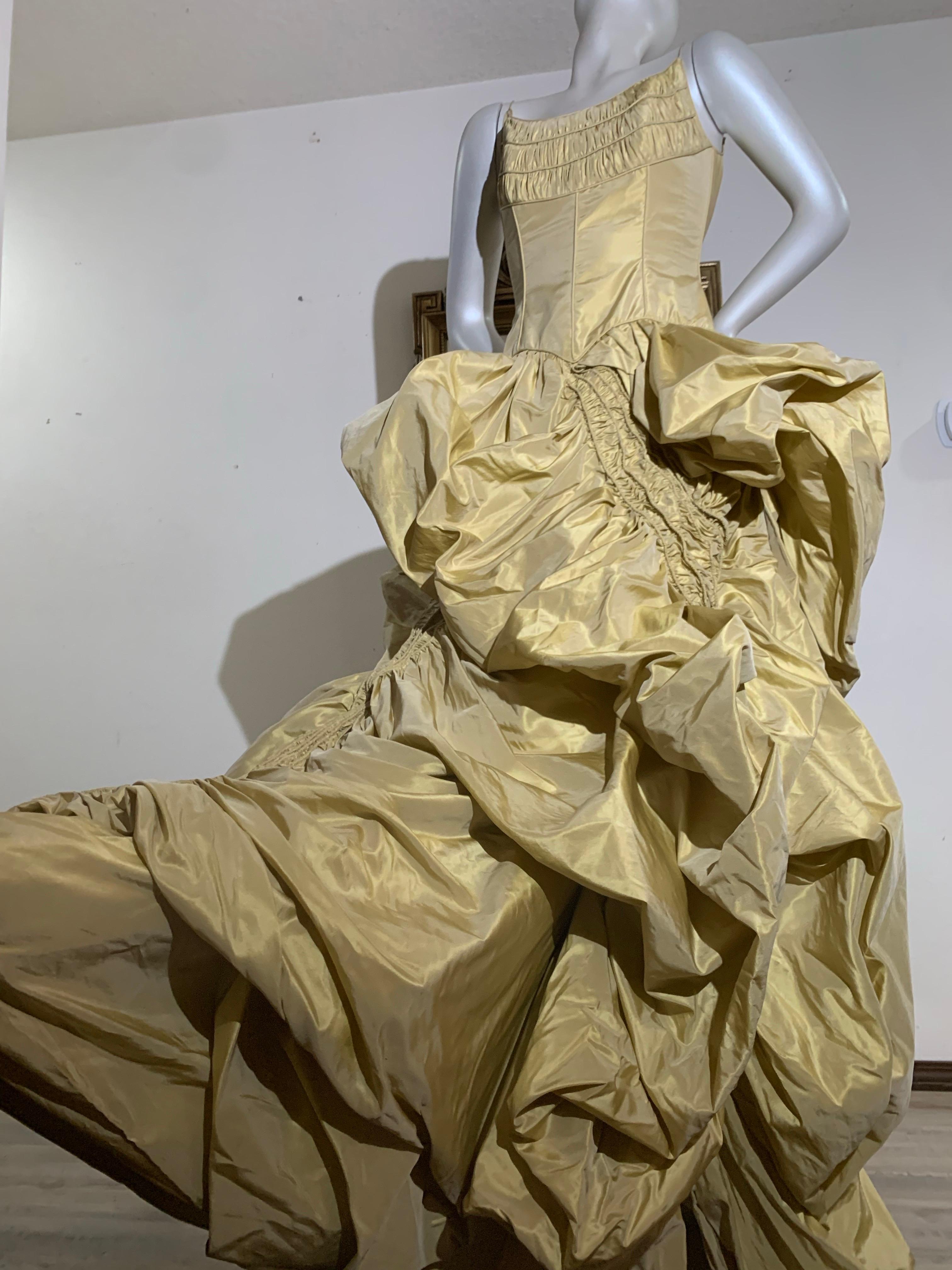 2005 Michael Casey Gold Taffeta Gown Worn By Patty Labelle for Album Cover For Sale 4