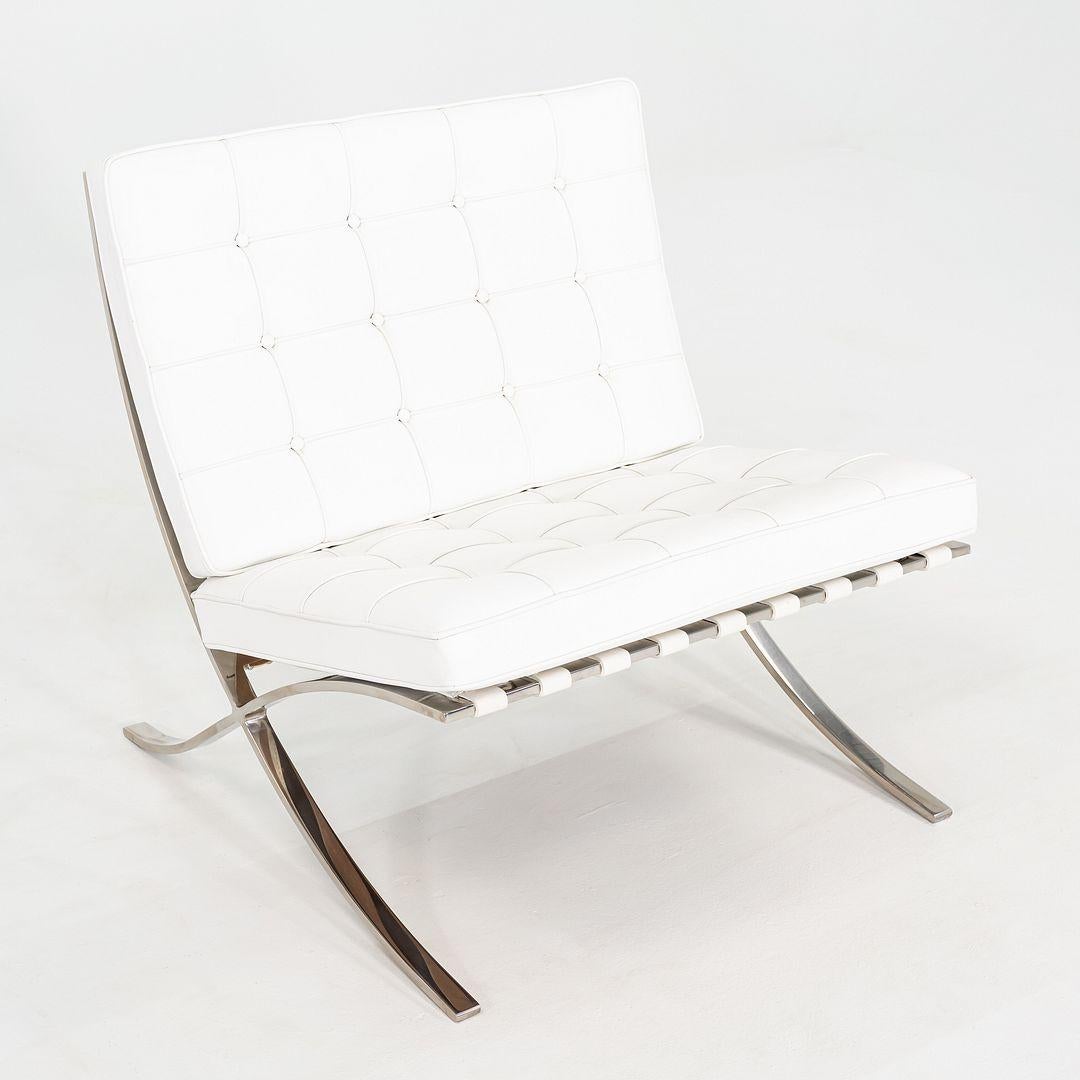 2005 Mies van der Rohe für Knoll Edelstahl Barcelona Loungesessel mit Ottomane (amerikanisch) im Angebot