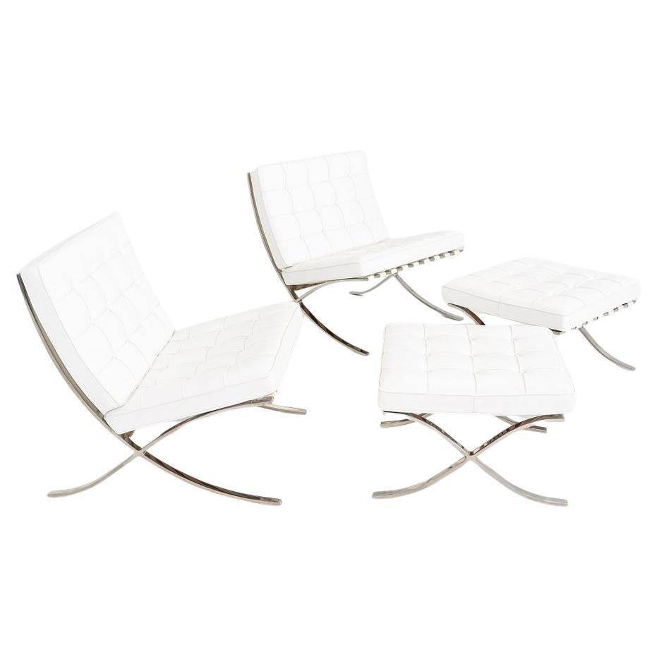 2005 Mies van der Rohe for Knoll Stainless Barcelona Lounge Chair with Ottoman