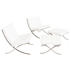 2005 Mies van der Rohe für Knoll Edelstahl Barcelona Loungesessel mit Ottomane