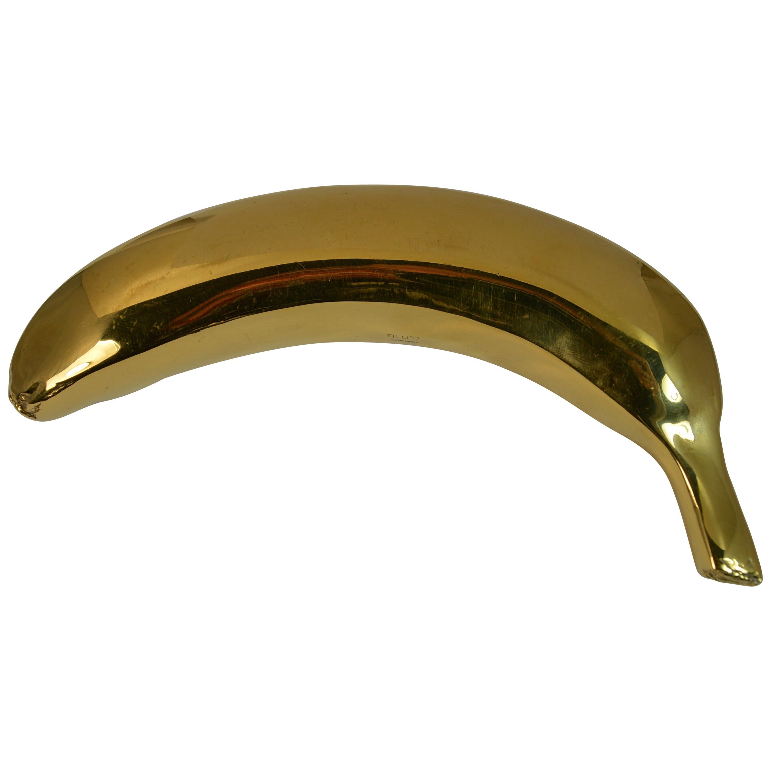 2005 Modern Hallmarked Sterling Silver Novelty Gilt Banana Paperweight