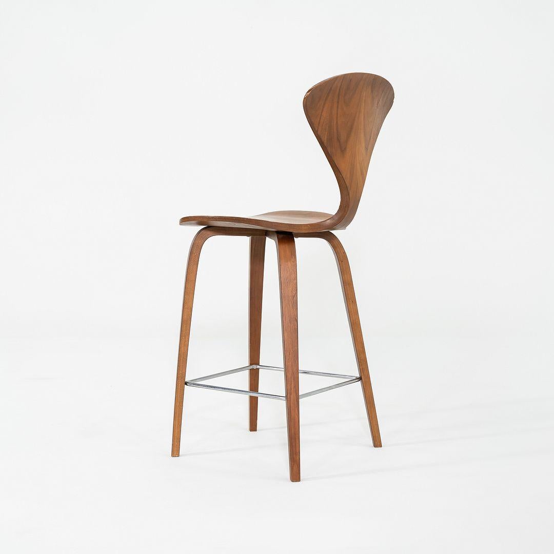 2005 Norman Cherner for Cherner Chair Company Walnut Counter Height Stool In Good Condition For Sale In Philadelphia, PA