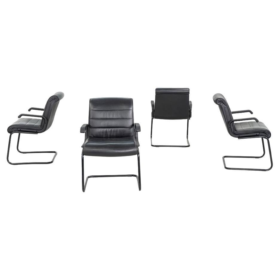 2005 Richard Sapper para Knoll Sillones auxiliares de dirección en cuero negro