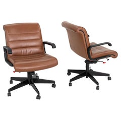 2005 Richard Sapper for Knoll Management Desk Chairs in Dark Cognac Leather