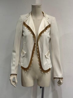 2005 Roberto Cavalli gold chain pearl trim jacket