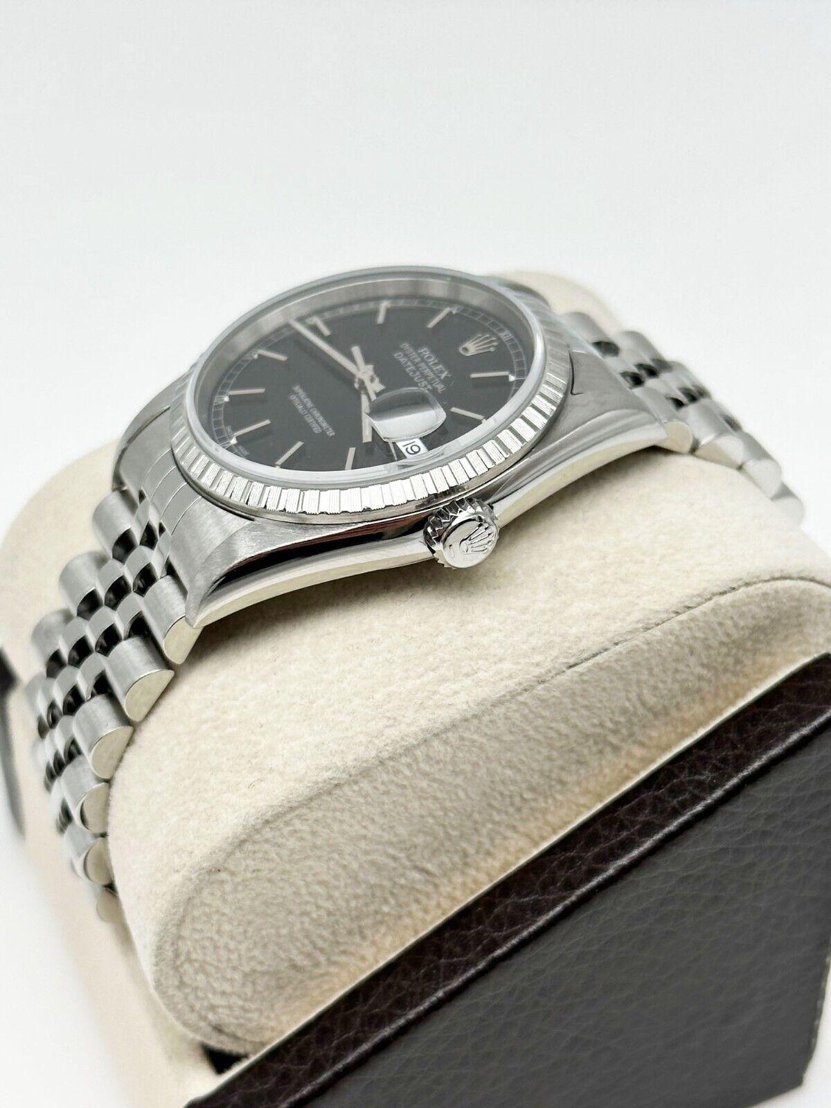 2005 Rolex Datejust 16220 Schwarzes Zifferblatt Edelstahl-Kastenpapier Herren
