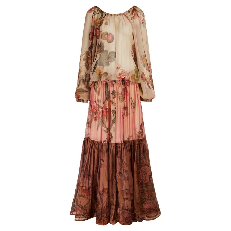 2005 Runway Documented Roberto Cavalli Silk Floral Maxi Dress For Sale at  1stDibs