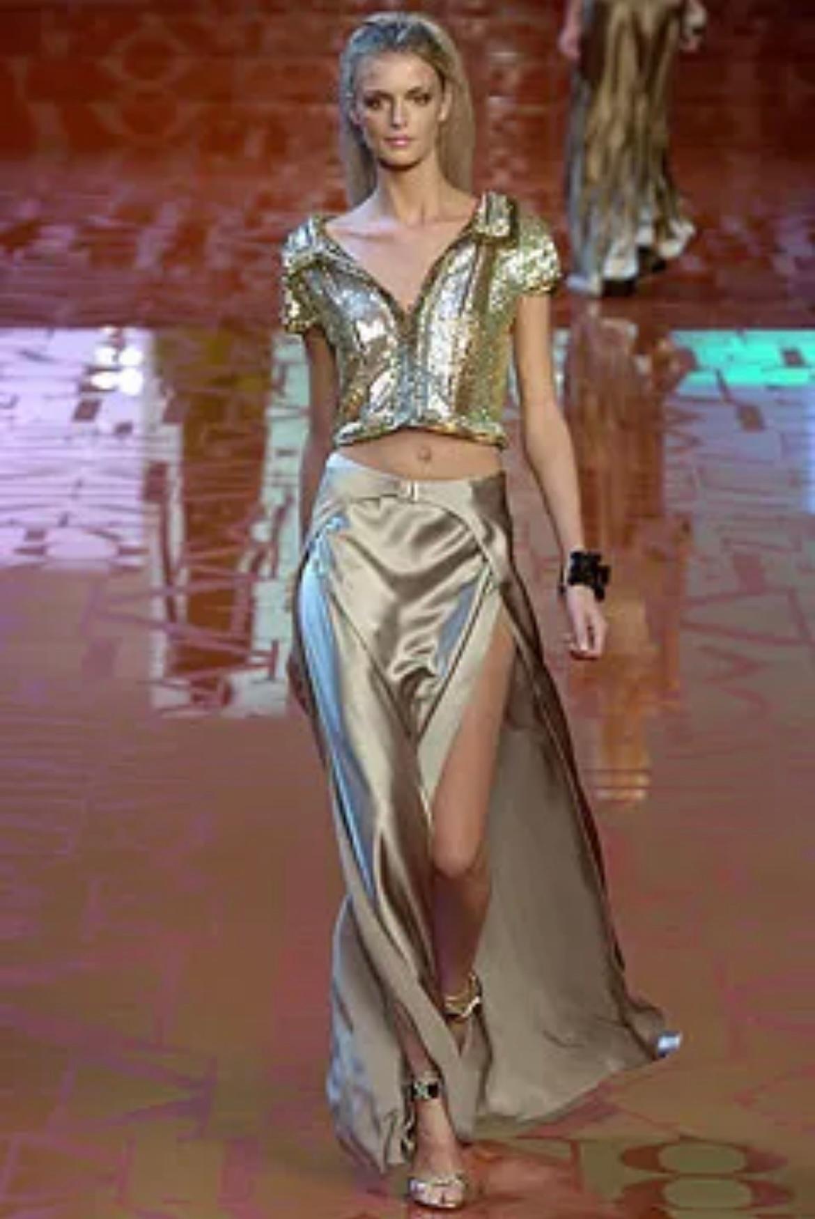 2005 Runway Documented Valentino Gold Embellished Cropped Shirt For Sale 1