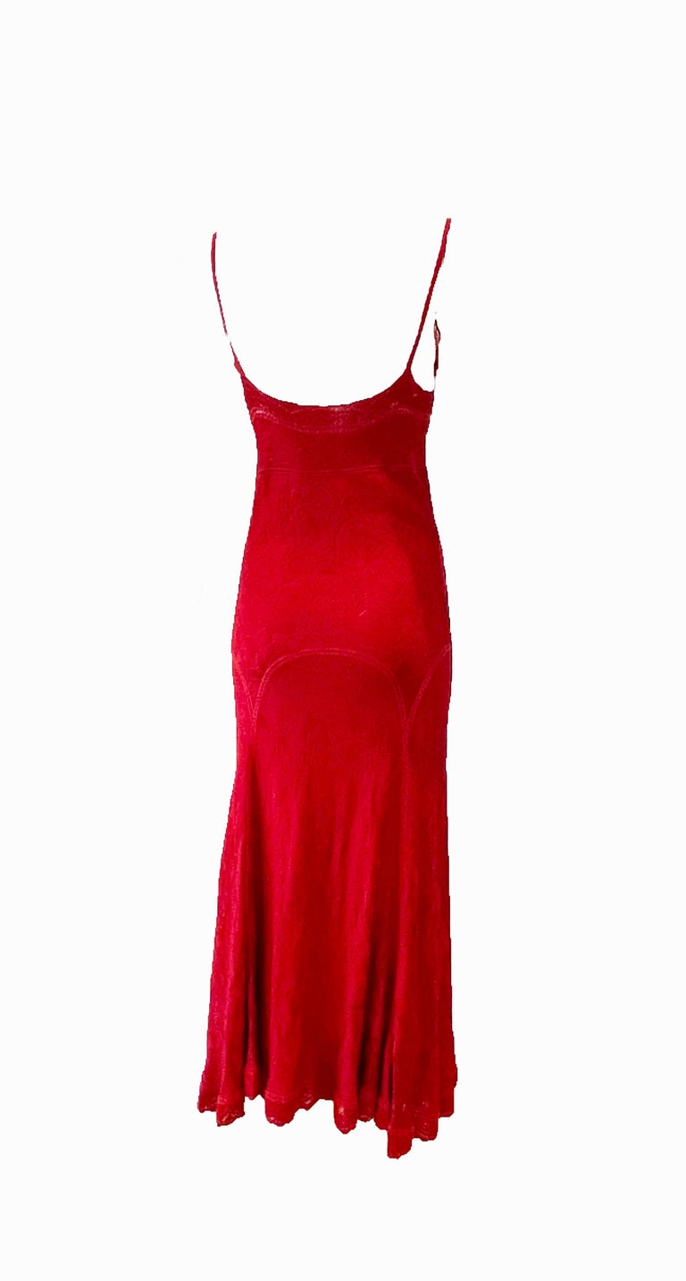 Red 2005 S/S Galliano Slip Dress For Sale