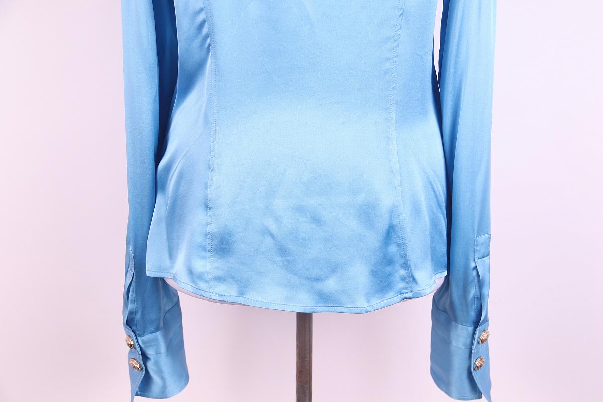 2005 SS Versace camisa de seda azul en venta 6