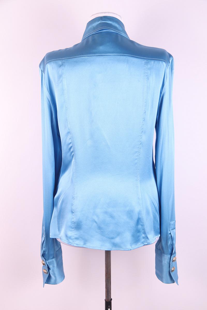 2005 SS Versace camisa de seda azul en venta 1