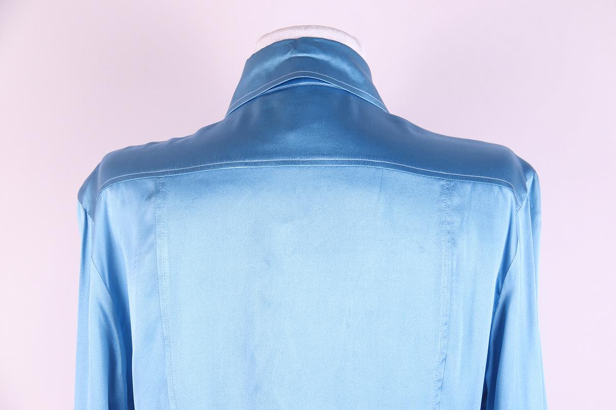 2005 SS Versace camisa de seda azul en venta 4