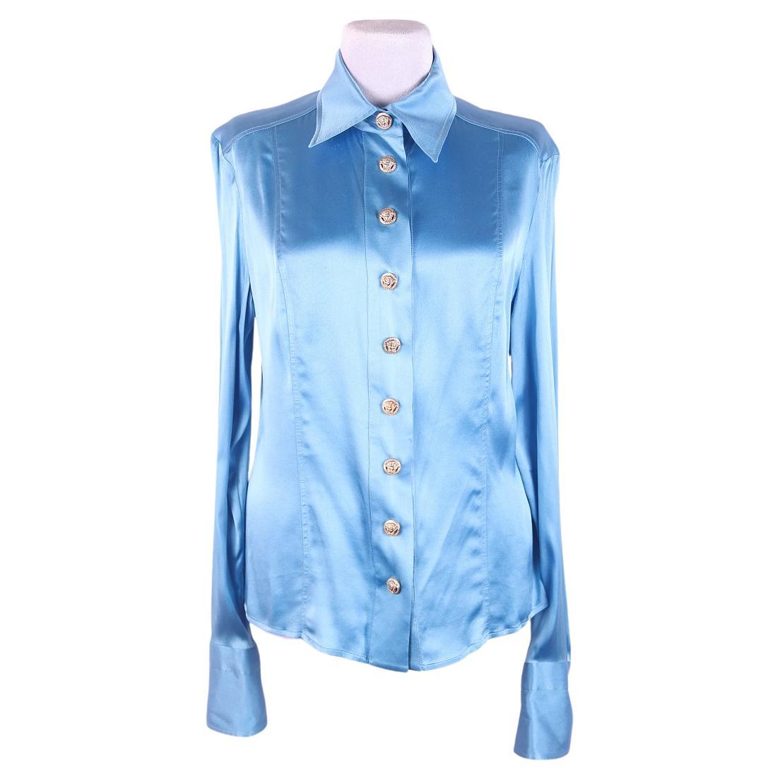 2005 SS Versace camisa de seda azul en venta