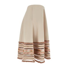 2005 Valentino Runway Documented Beige Skirt with Orange Beadwork