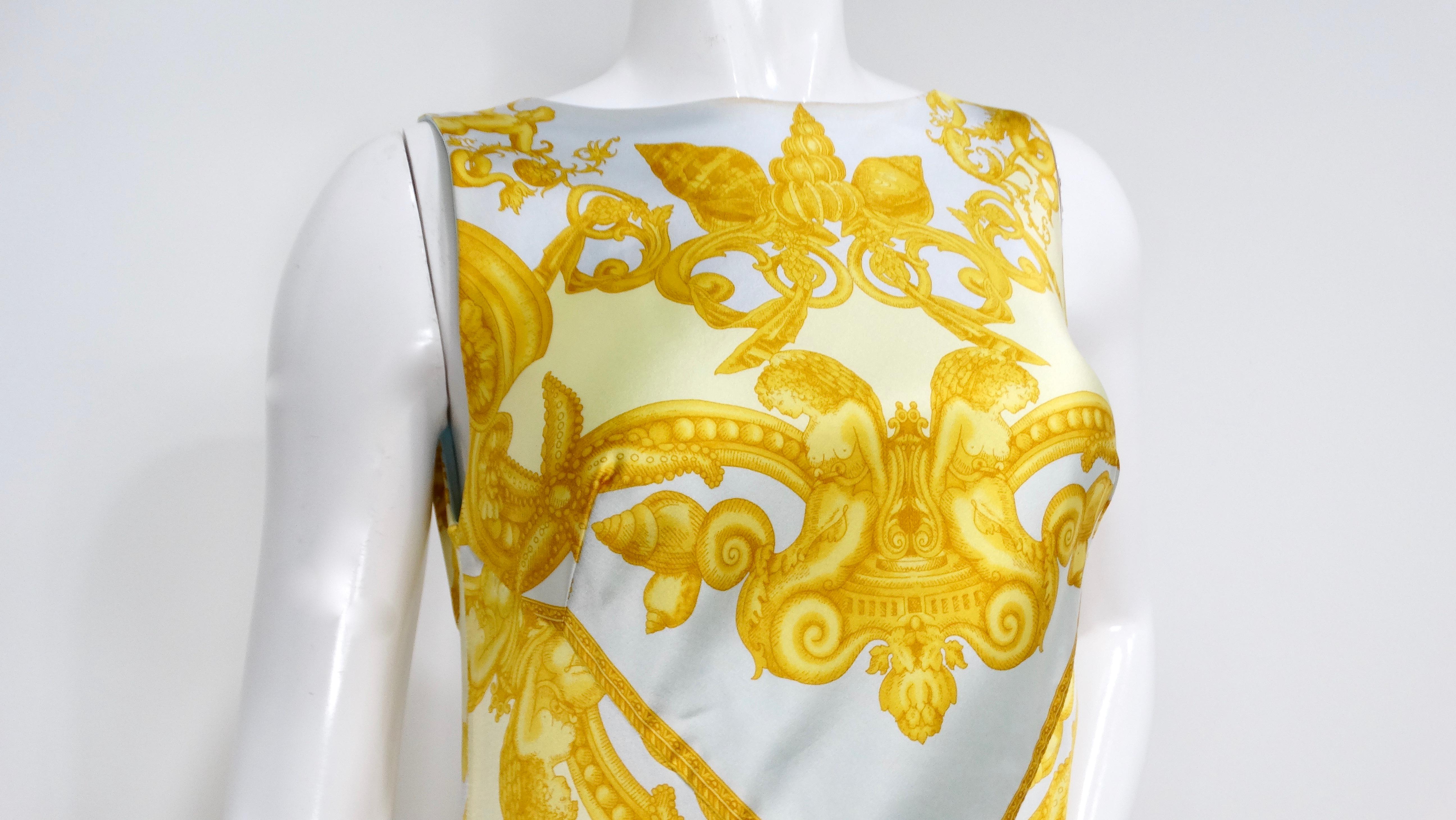 Versace S/S Runway 2005 - Robe midi dos nu imprimée en soie Bon état - En vente à Scottsdale, AZ