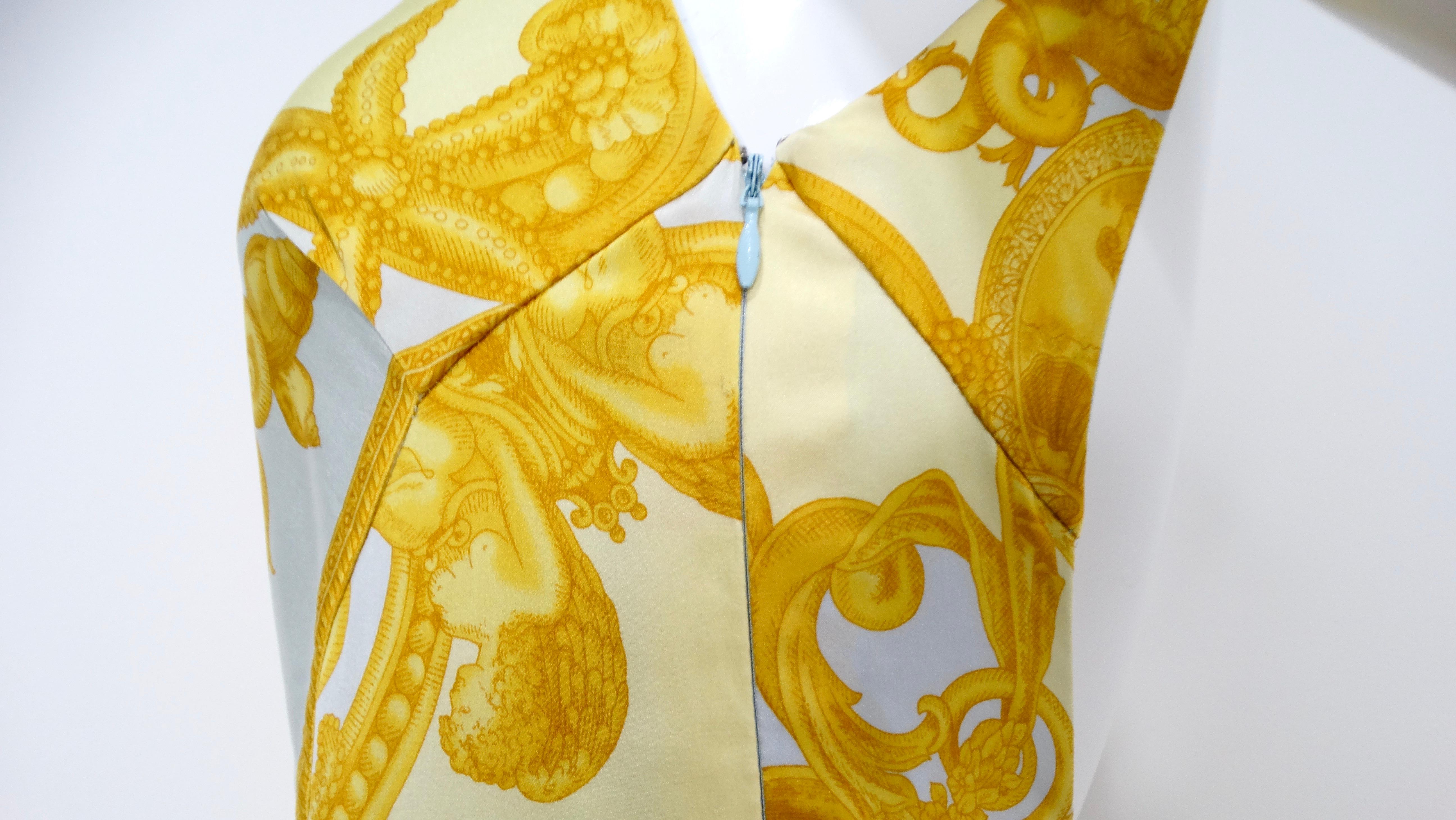 Versace S/S Runway 2005 - Robe midi dos nu imprimée en soie en vente 2