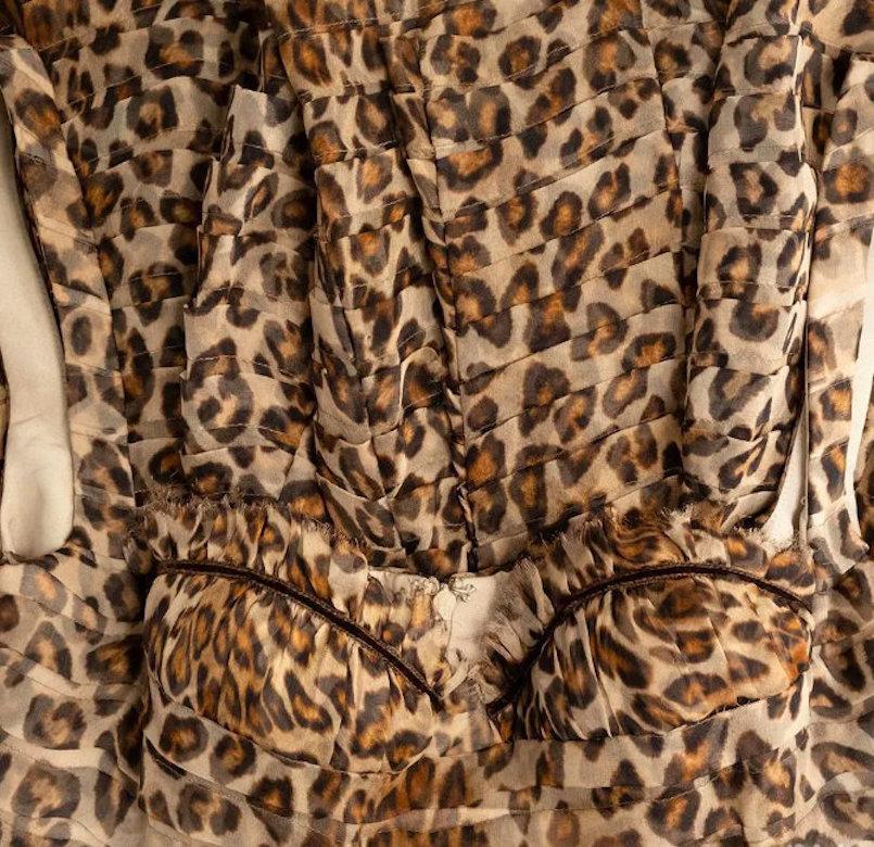 2005 Vintage Alexander McQueen Leopard Print Cocktail Dress with Inner Corset In Excellent Condition In Montgomery, TX