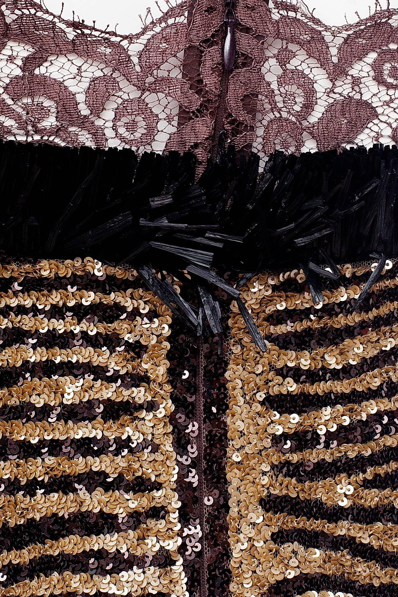 2005 Vintage Dolce & Gabbana Korsett mit Tigermuster und Spitzendetails 1