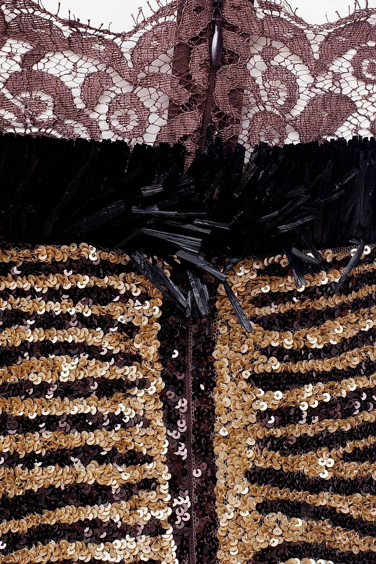 Black 2005 Vintage Dolce & Gabbana Tiger Print Corset with Lace detail