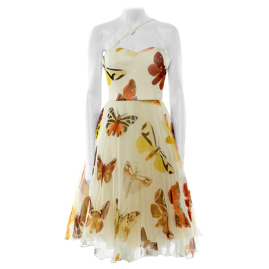 2005 Vintage Iconic Alexander McQueen butterfly print dress