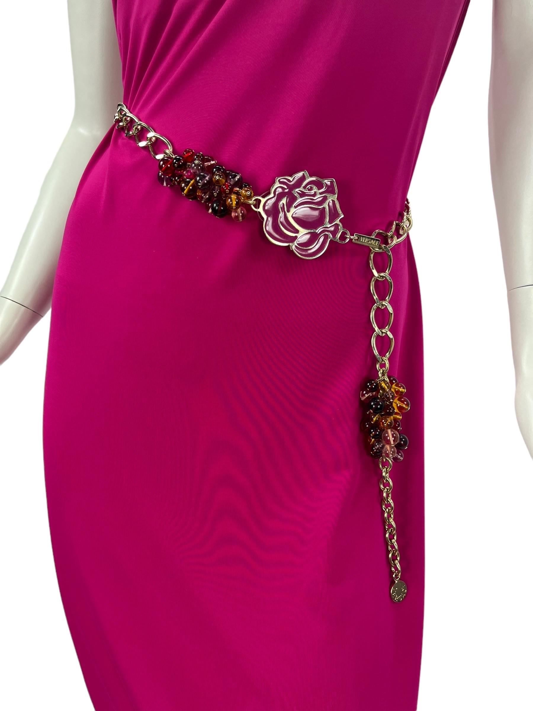 Women's 2005 Vintage Roberto Cavalli Fuchsia Pink Dress with Snake details Size 44 For Sale